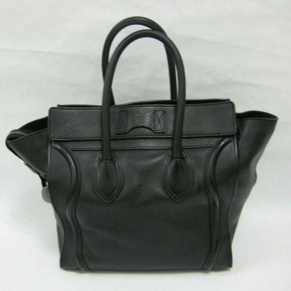 CELINE MEDIUM BLACK PHANTOM BAG GRAINED CALFSKIN LEATHER 100% AUTHENTIC - Picture 2 of 7